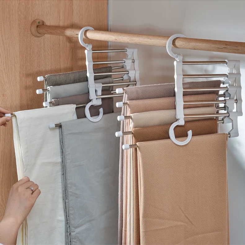 Cabide para Calças Múltiplo Aço Inox 5 Espaços