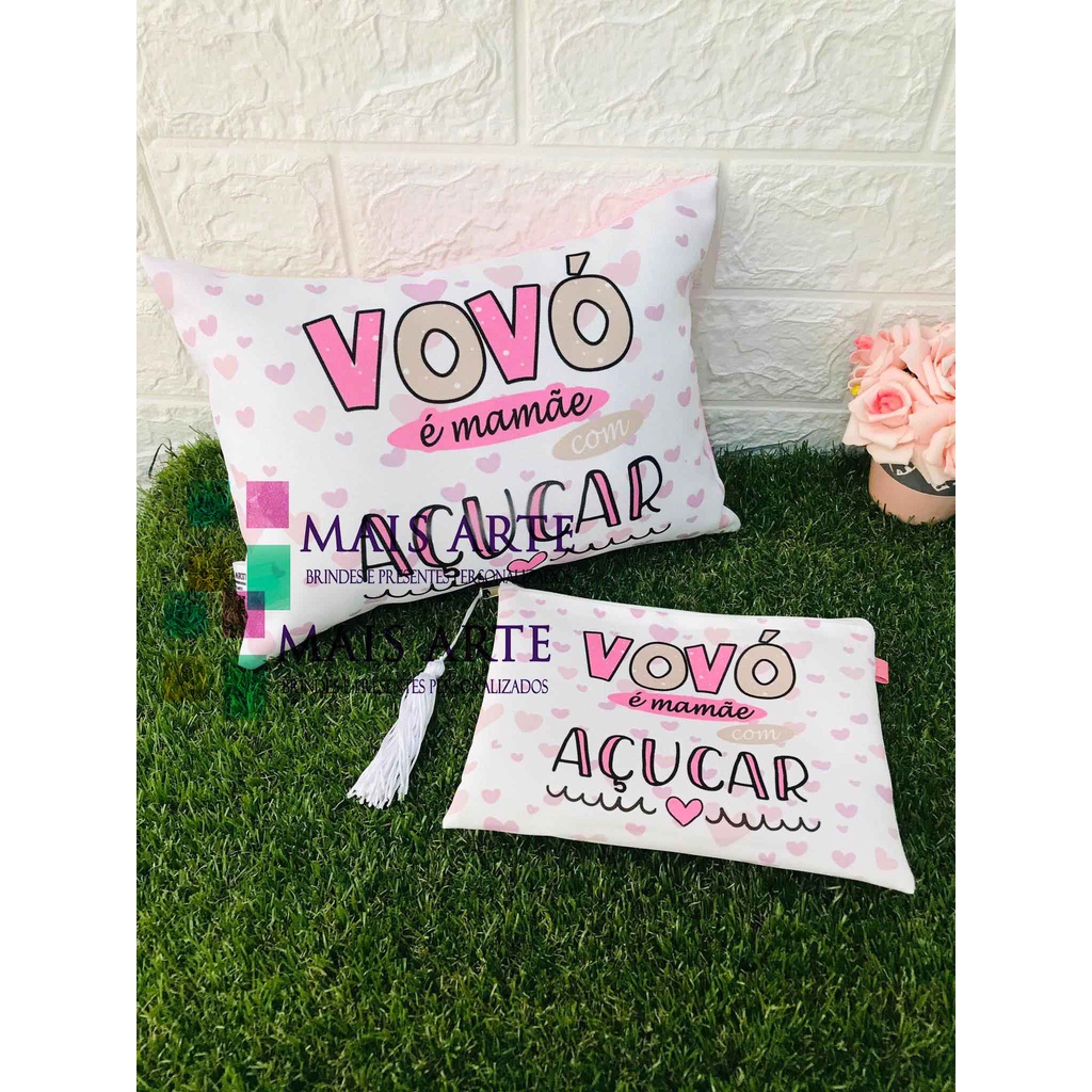 Kit vovó ,almofadinha + necessaire em Oferta na Shopee