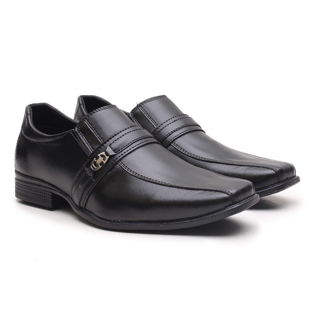 Sapato Social Miletto em Material Tecnológico - 806 Preto em Oferta na Shopee
