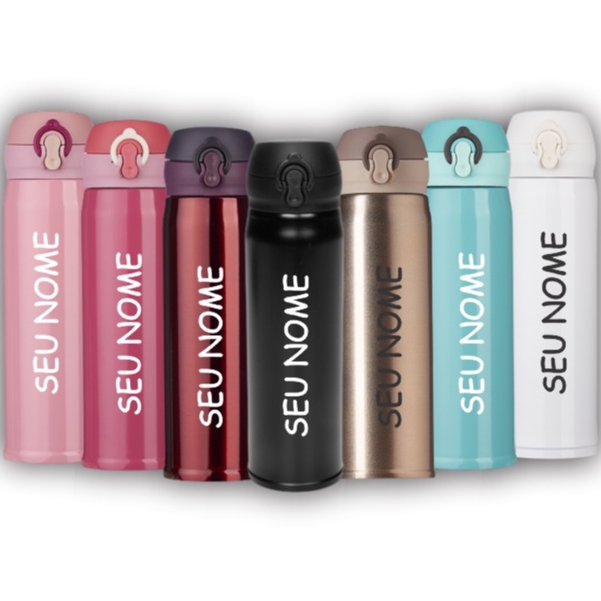 Garrafa Personalizada Térmica (400ml) - café, chá e água em Oferta na Shopee