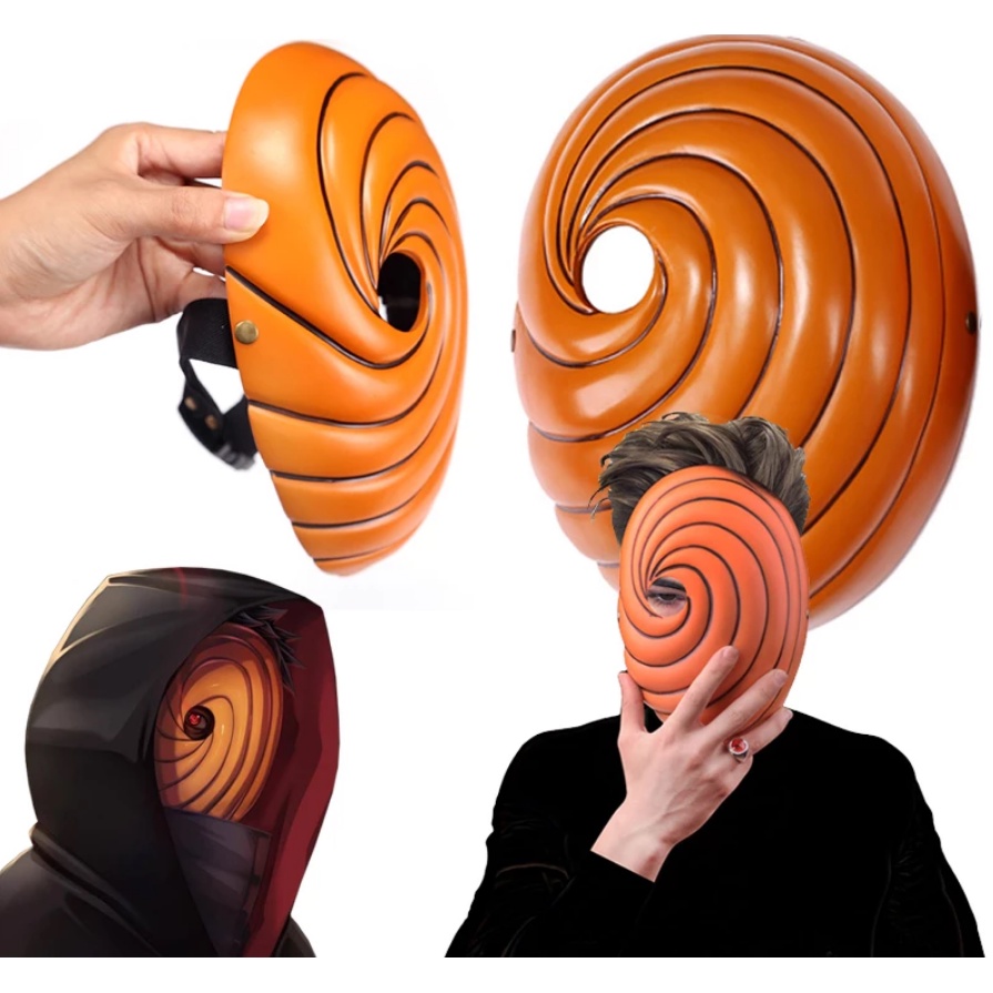Mascara Tobi Obito Laranja Premium Naruto Cosplay Akatsuki
