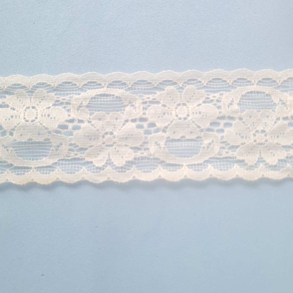 10 metros Renda Nylon Poliamida 40mm Pérola Branco Off 13927 010 530G71 — imagem 2 de 2