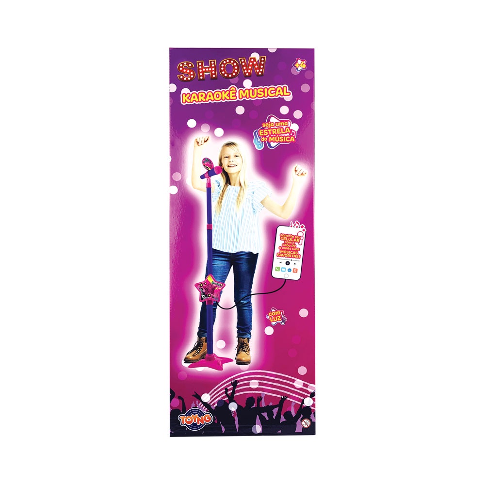 Microfone Com Pedestal Karaokê Musical Show Toyng Com Luz