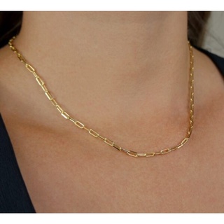 Choker corrente Feminina elo cadeado Fina moeda antiga dourada aço inox