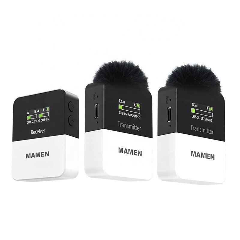 Microfone Lapela Duplo Digital Sem Fio Mamen Kt-w1