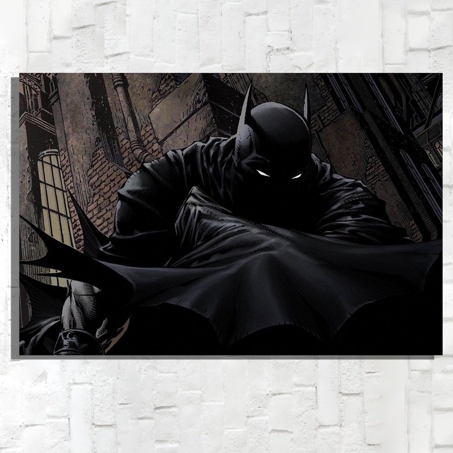 Quadro Decorativo Placa Quarto Sala Batman Gothan City Tons Pretos Desenho Filme Mdf