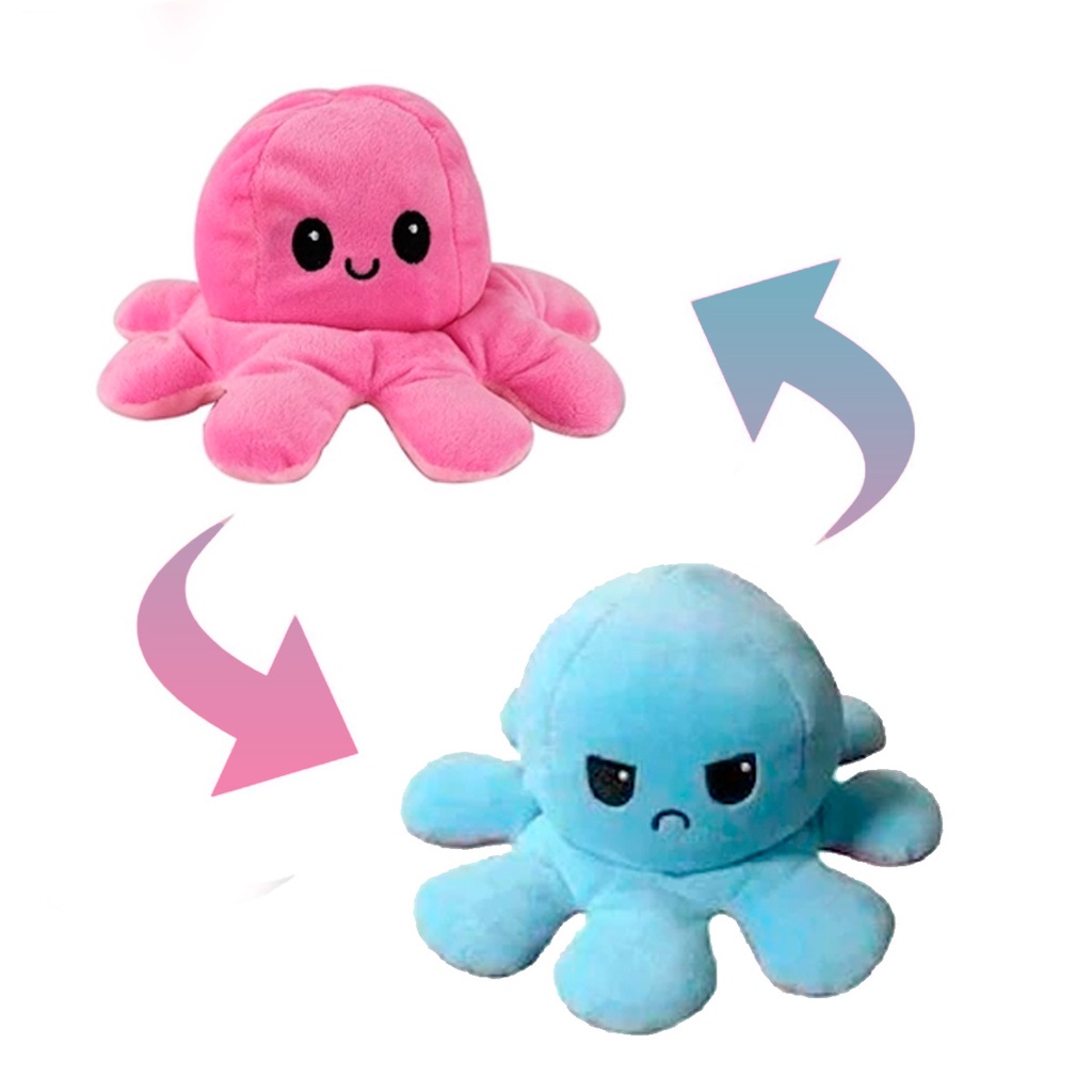 Polvo De Pelúcia TikTok 30cm Reversível Bipolar Grande Humor Feliz  / Bravo - Bbr Toys B1236