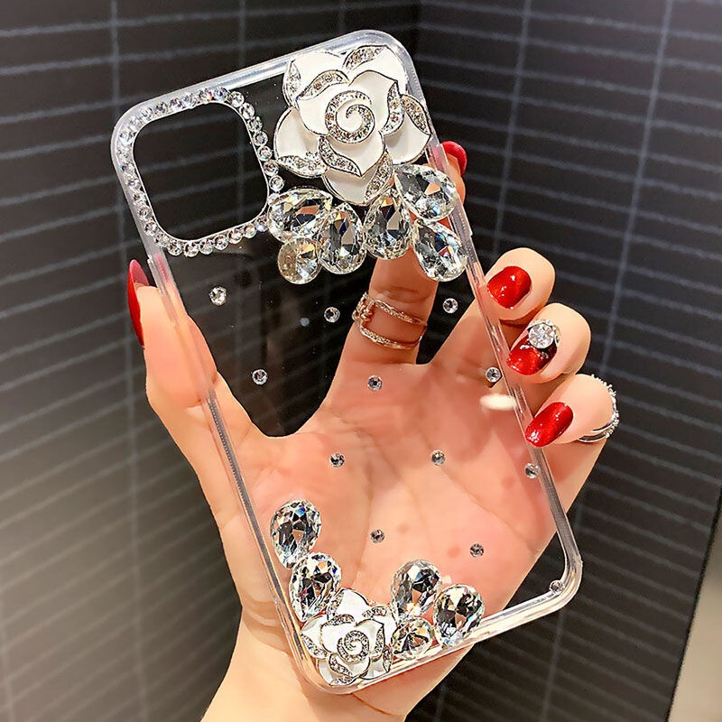 Moto Edge 60 50 NEO G15 G05 G35 G85 G34 G24 G84 G14 G54 E13 G73 Camélia Acrílico Caso De Telefone Com Decoração Strass em Oferta na Shopee
