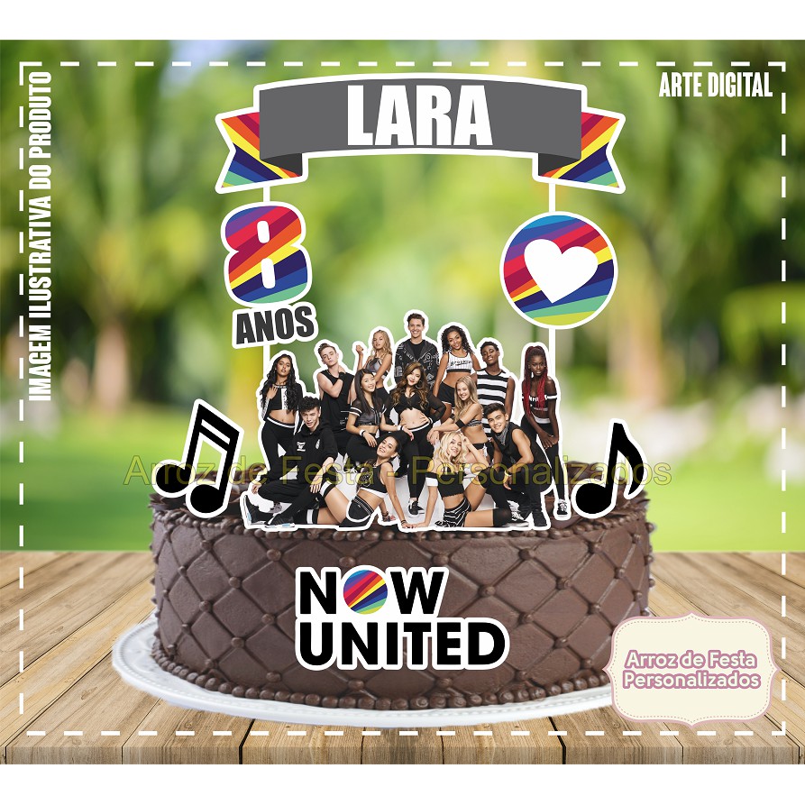 Topo de Bolo Topper de Bolo Personalizado Now United Mod.01