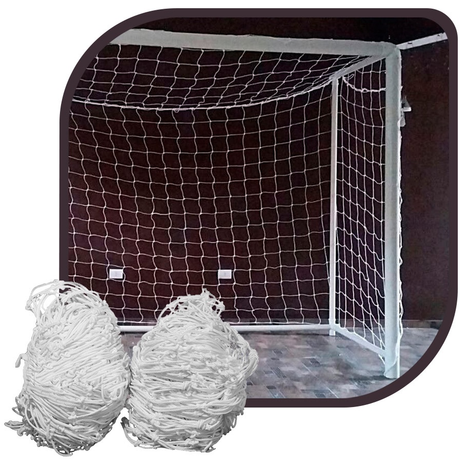 Par de Rede para Trave de Gol Futsal Caixote Fio 6 Nylon Futebol de Salão