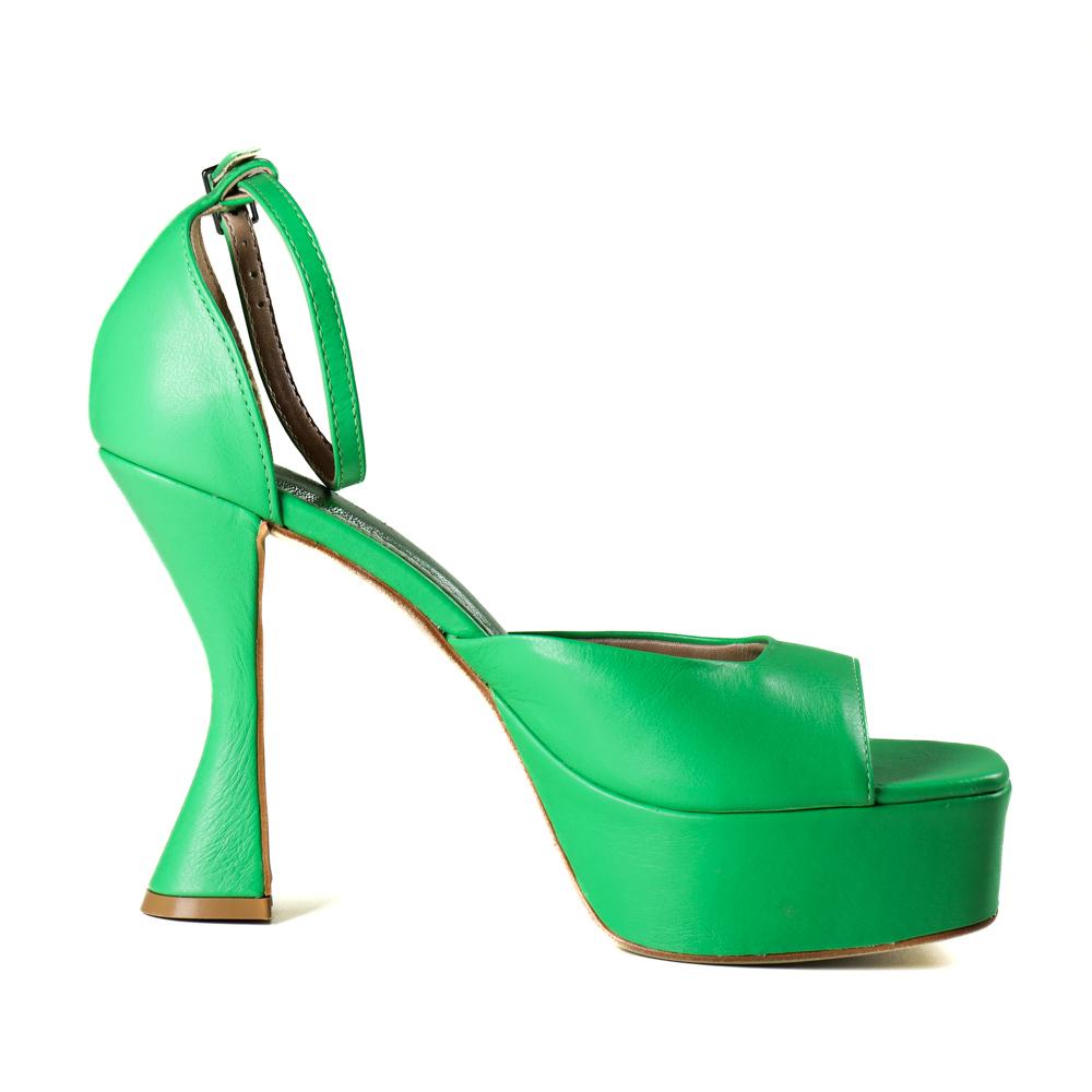 Sandália Feminina Salto Taça Lia Line Verde