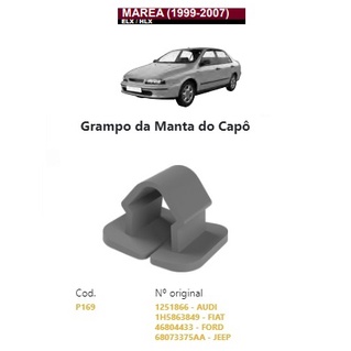 05 Grampos Presilhas de Fixação da Manta do Capô Fiat Marea 1999 até 2007