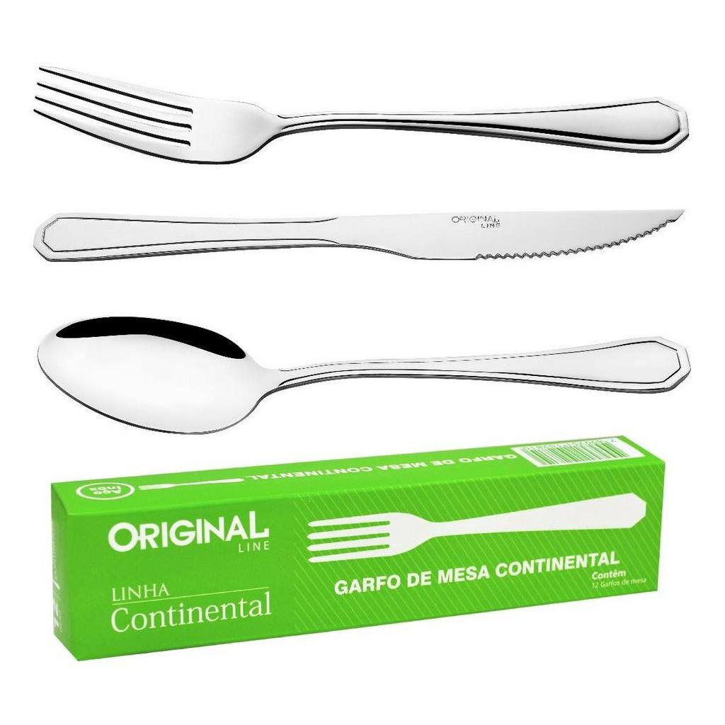 Jogo Talhares 24 Garfo 24 Colher 24 Faca Mesa 68 Peças Buffet Restaurante Faqueiro Aço Inox Premium