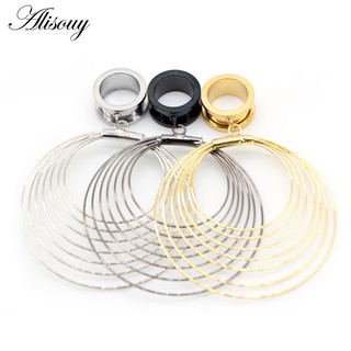 Alisouy 2PCS Parafuso De Orelha Piercing De Aço Inoxidável Tampões Em Círculo Túneis De Jóias Corporais Medidores Expansor Moda Para Mulheres