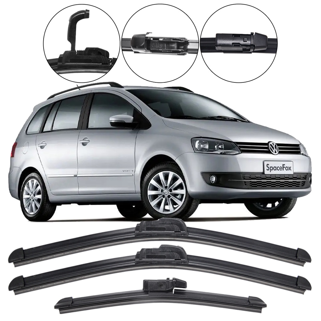 Kit 3 Palhetas Limpador Parabrisa Dianteiro + Traseiro VW SpaceFox 2006/2012 em Oferta na Shopee