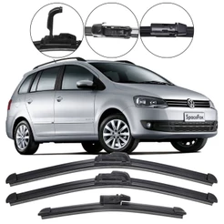 Kit 3 Palhetas Limpador Parabrisa Dianteiro + Traseiro VW SpaceFox 2006/2012