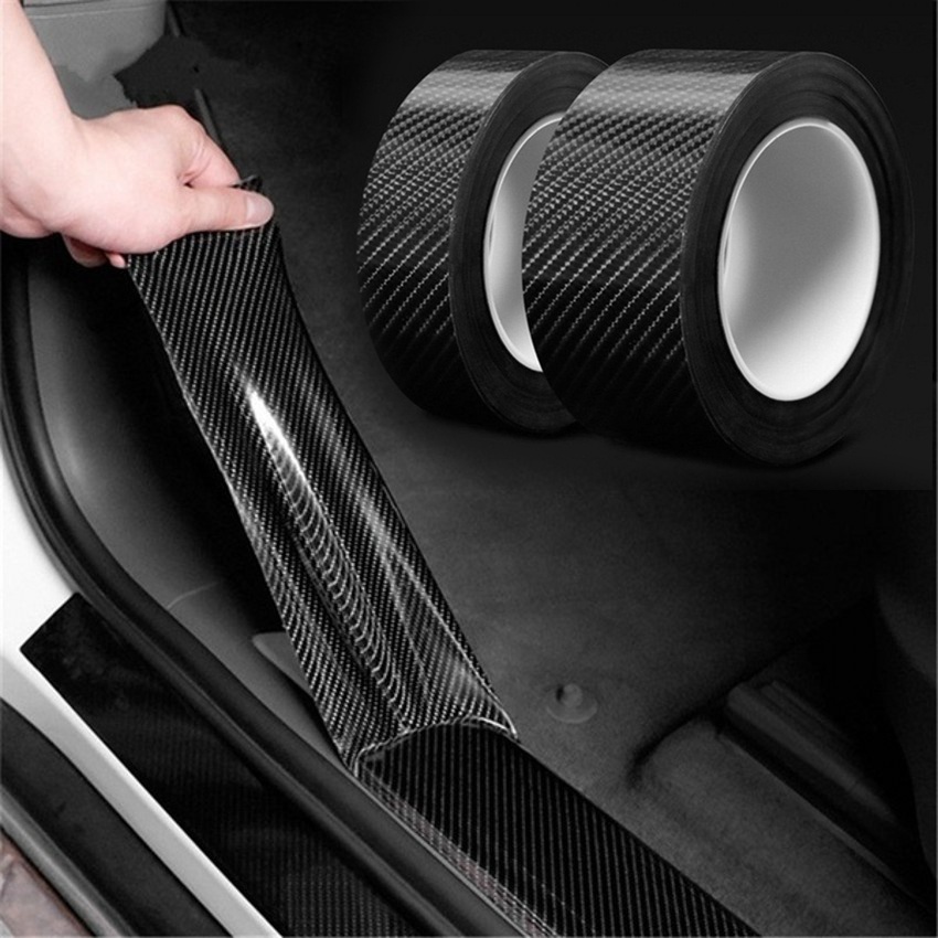 3/5 M Rolos De Fibra De Carbono Adesivos De Carro Auto Protetor Tira Soleira Da Porta Anti Raspe Fita Decalque À Prova D'água