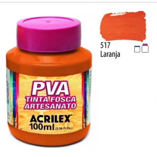 Tinta PVA Artesanato Laranja 100ml Acrilex p/ Madeira