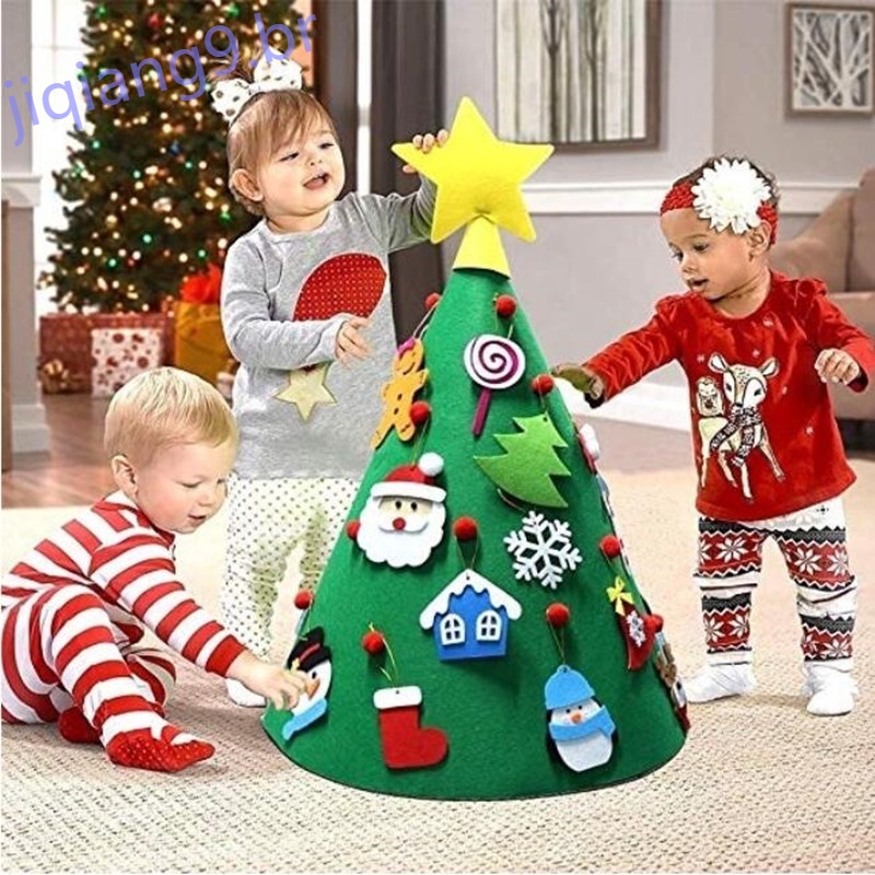 3d Árvore De Natal De Feltro / Diy / Presente Infantil Para Árvore De Natal  / Ano Novo | Shopee Brasil