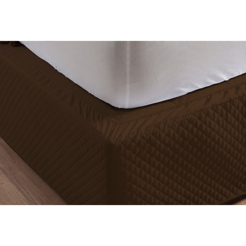 Saia Box Matelada Com Elástico E Com Viés Casal King - Tabaco