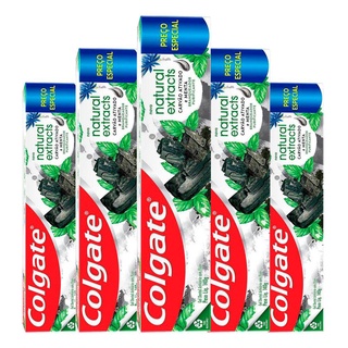 Kit 5 Creme Dental Colgate Extracts Carvão Ativado E Menta 140g