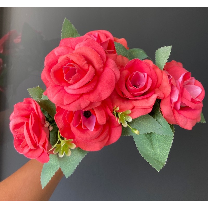 Planta artificial mini Buque de flores Rosas vermelhas para compor vasos,  arranjos e decorar a sua casa/ , banheiro casamento/ noivado/ noiva/ pré  wedding/ buquê/ flor | Shopee Brasil