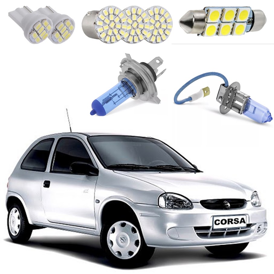 Kit Led Corsa Wind Sedan Classic Teto Placa Ré Milha Faróis