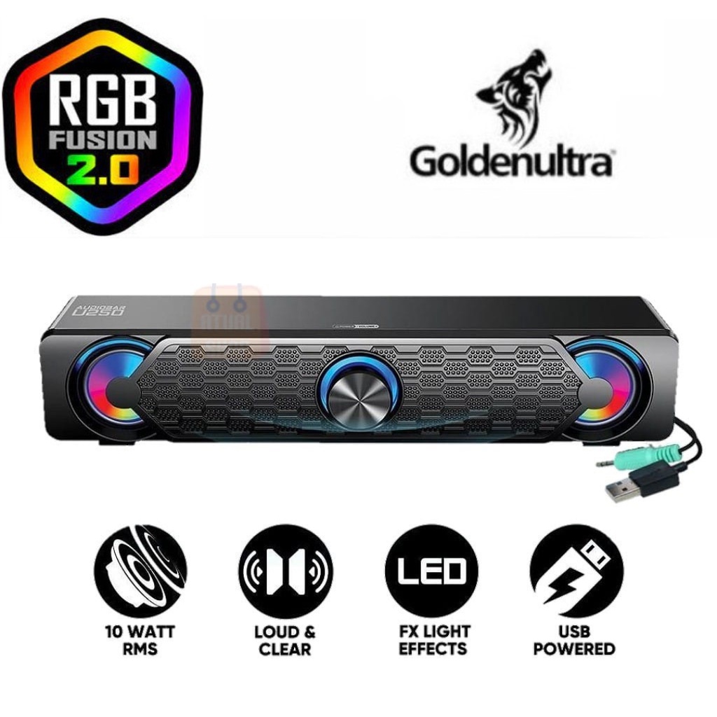 Caixa de Som Soundbar Gamer Para Computador / Notebook / Pc Gamer - Led RGB 6W RMS P2 3.5mm Usb - Promoção