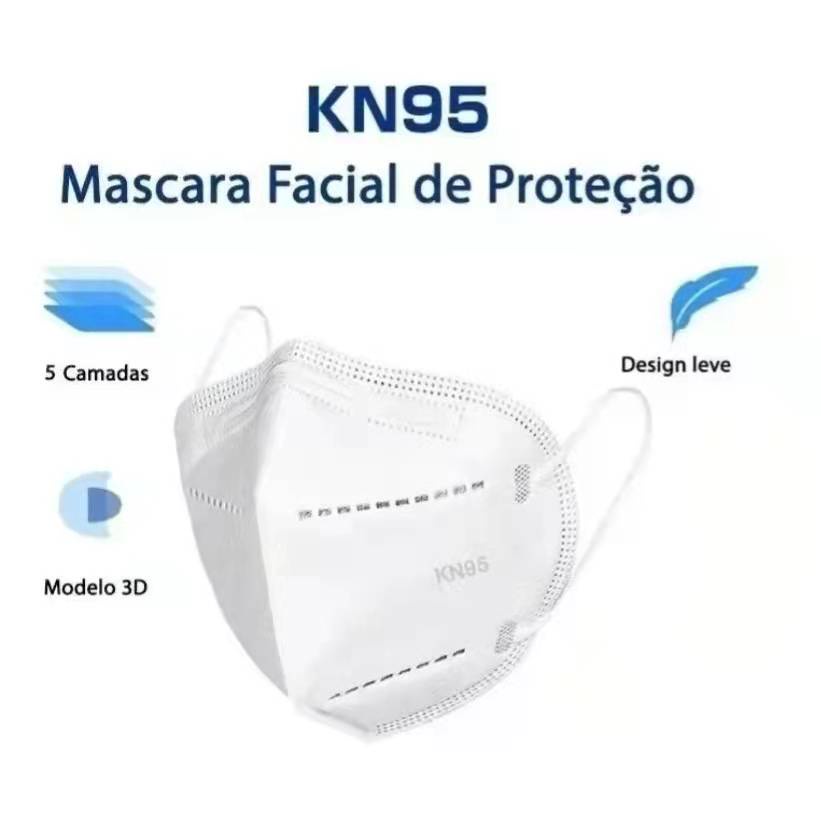 Máscara Facial KN95 Kit 1 2 Máscaras Preta Respiratória Proteção Facial 5 Camadas Proteção Pff2