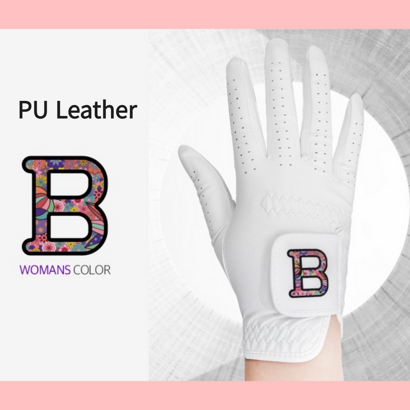 Coreia [BRENCE] Art B/ PU Leather/ 1 Par Luvas De Golfe Feminina(Mano esquerda e direita)/ Golf gloves