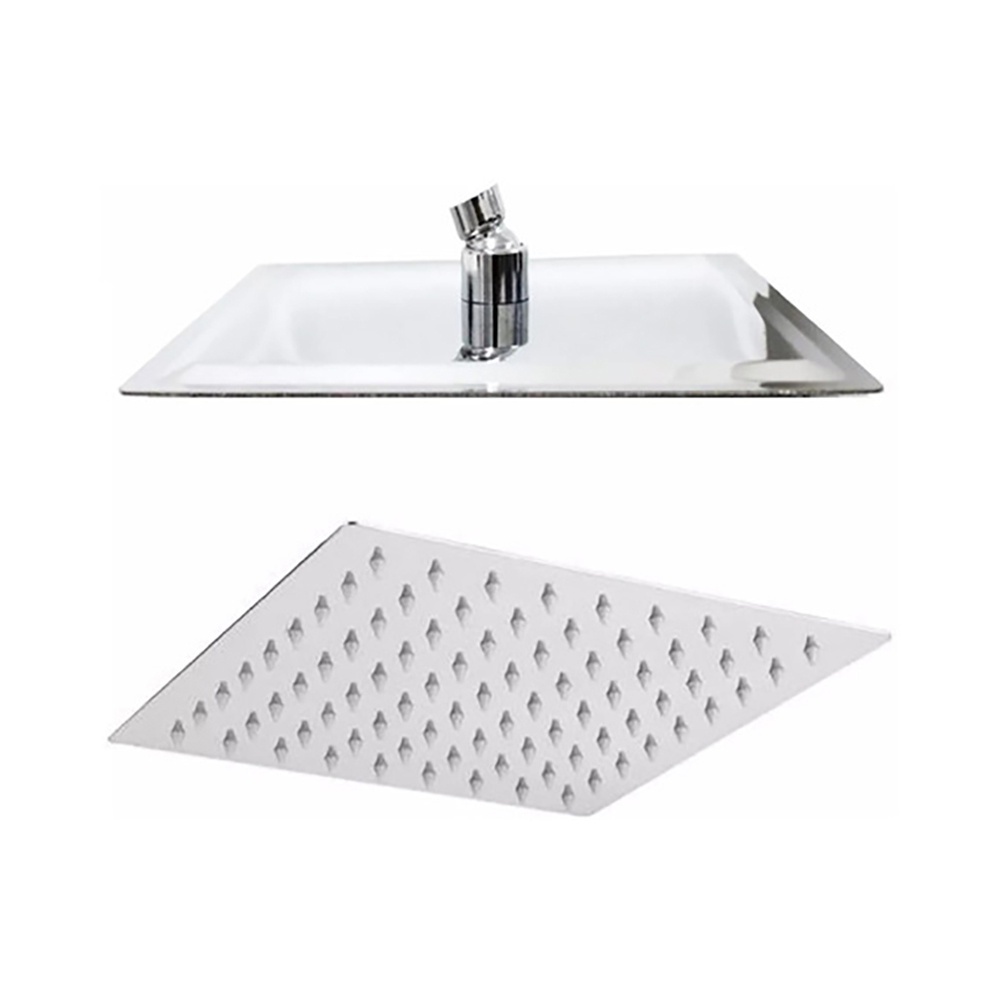 Chuveiro Ducha Slim Quadrado Metal 20x20cm Com Braço De Teto — imagem 2 de 2