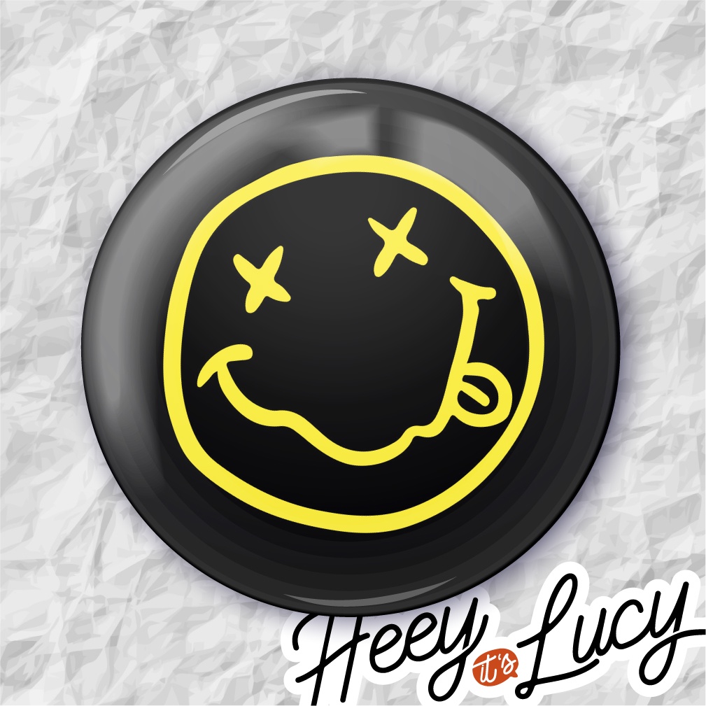 Botton Nirvana Smiley Face - Broche Alfinete 3,8 ou 4,4 cm em Oferta na Shopee