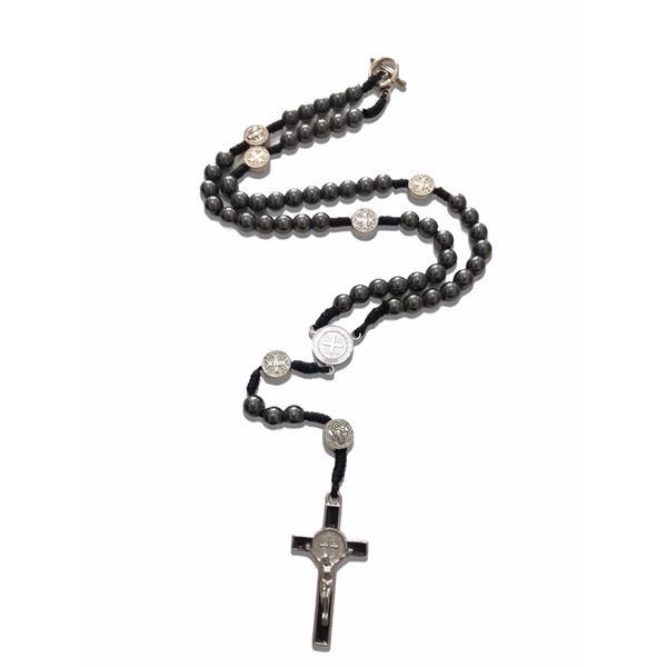 Terço Colar Pedra Hematita São Bento P Artigo Religioso