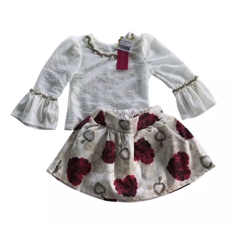Conjunto manga longa + saia - Diforini - Ref.121836 ( 2 e 6 anos )