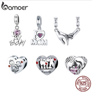 Bamoer Encanta Miçangas Versão Família Prata 925 Para Diy Bracelete Colar Acessórios