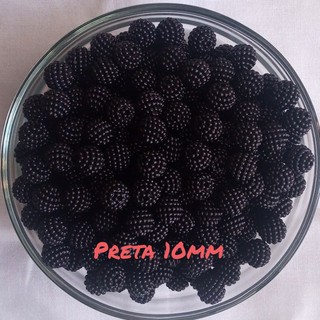 Pacote de Pérola Inteira Amora/Craquelada 10MM Preta.