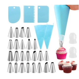 24 PÇS Conjunto De Saco De Confeiteira De Silicone Com Bico Para Decoração Com Creme / Co…