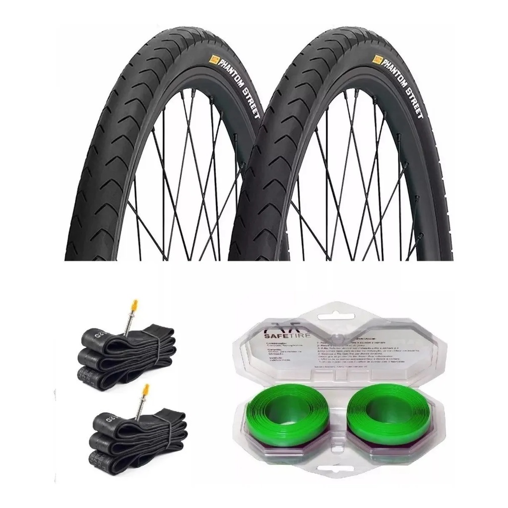 Par Pneu Bike Pirelli Phantom Street Aro 29 X 1.95 + 2 Camaras + 2 Fitas Anti-furo