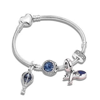 DINGLLY Blue Crystal Fox Beads Silver Color Charm Bracelets For Women Original Brilhante Estilo Chinês Crianças Bangle Jewelry
