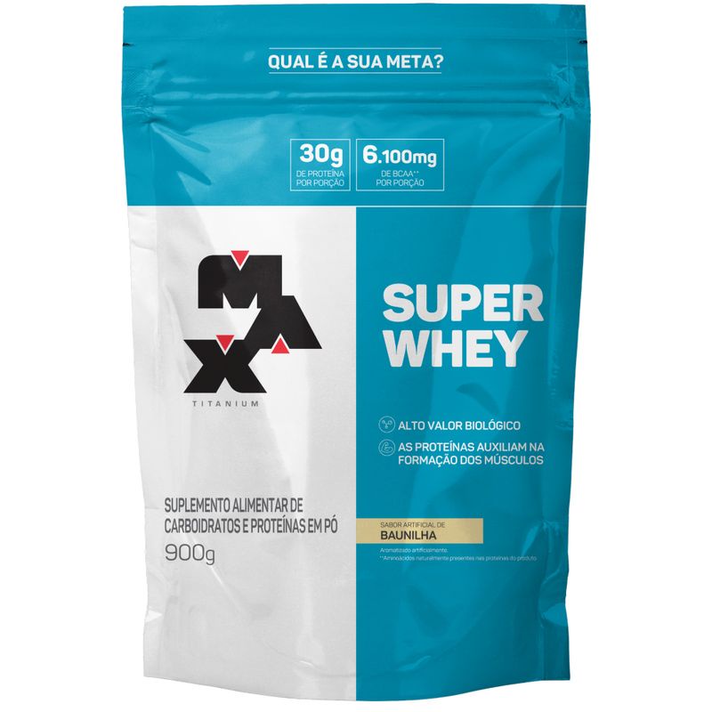 SUPER WHEY MAX TITANIUM 900G REFIL - 30g De Proteinas Por Porção!