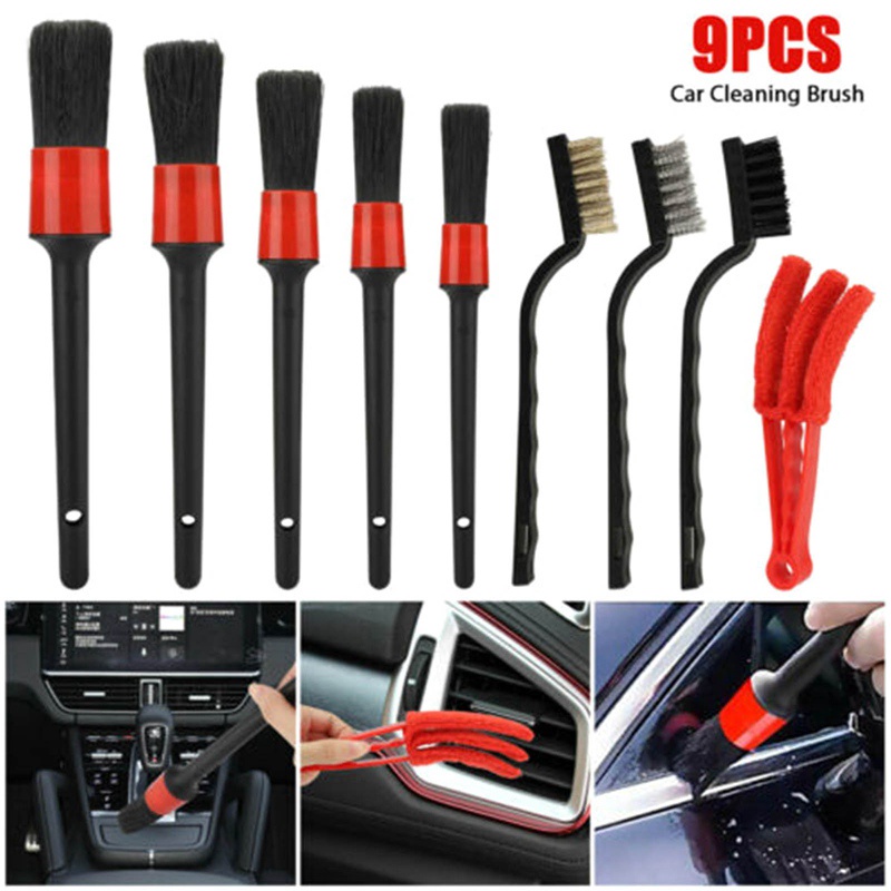 9 Pçs Kit De Escovas De Limpeza De Carro Preto / Rodas Para Lavagem De  Veículos | Shopee Brasil