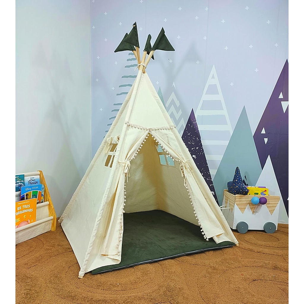 Barraca Infantil Tenda Cabana Artesanal Com Colchonete Crú
