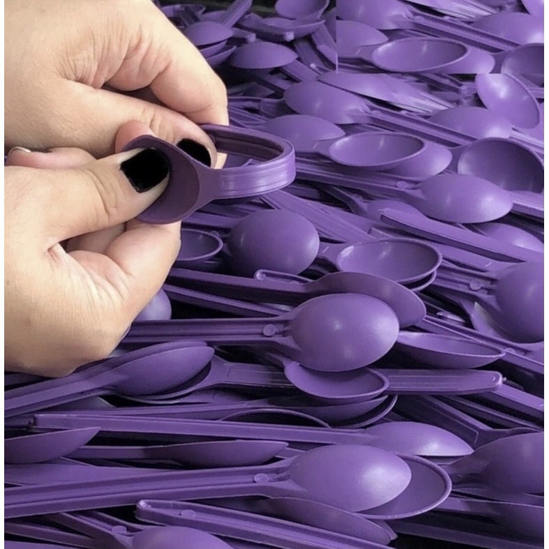 50~300 COLHER DE SOBREMESA REFORÇADA AÇAÍ SORVETE BOLO PLASTICO ROXA - Home & Living