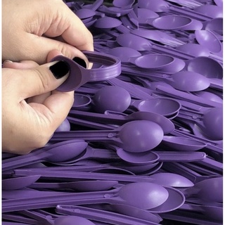 50~300 Colher de Sobremesa Reforçada Açaí Sorvete Bolo Plastico roxa em Oferta na Shopee