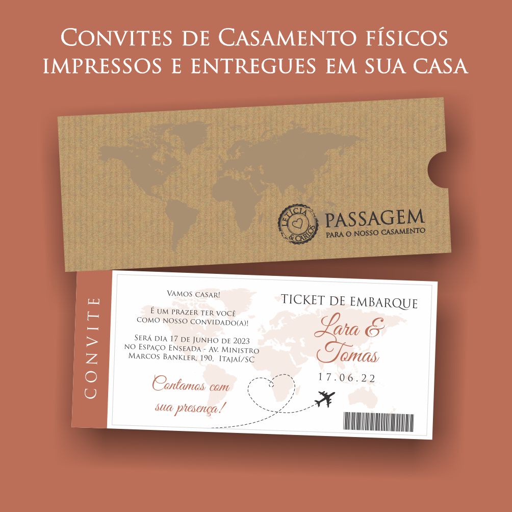 Convites de Casamento | Passagem Aérea | Cor Terracota