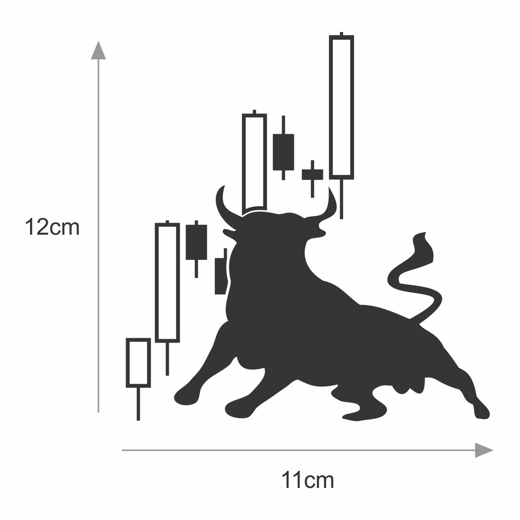 Adesivo Trader Bolsa de Valores Touro Gráfico Candlestick Ibovespa Mercado Financeiro 12x11cm Para Notebook e Carro