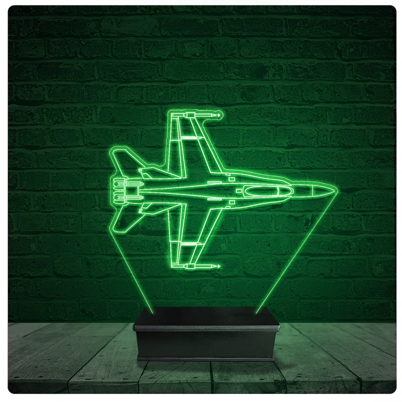 Luminária Abajur Acrílico Led - Avião caça Jato militar
