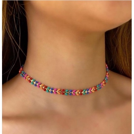 Colar Choker Escama De Peixe colorida Folheado A Ouro 18k