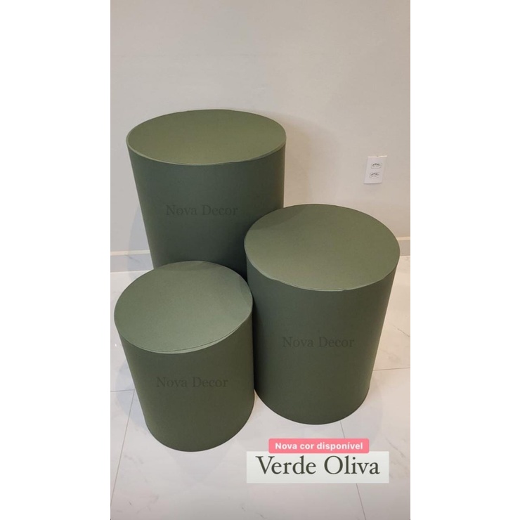 trio de capas para mesa cilindro veste fácil cor nova: verde oliva em Oferta na Shopee