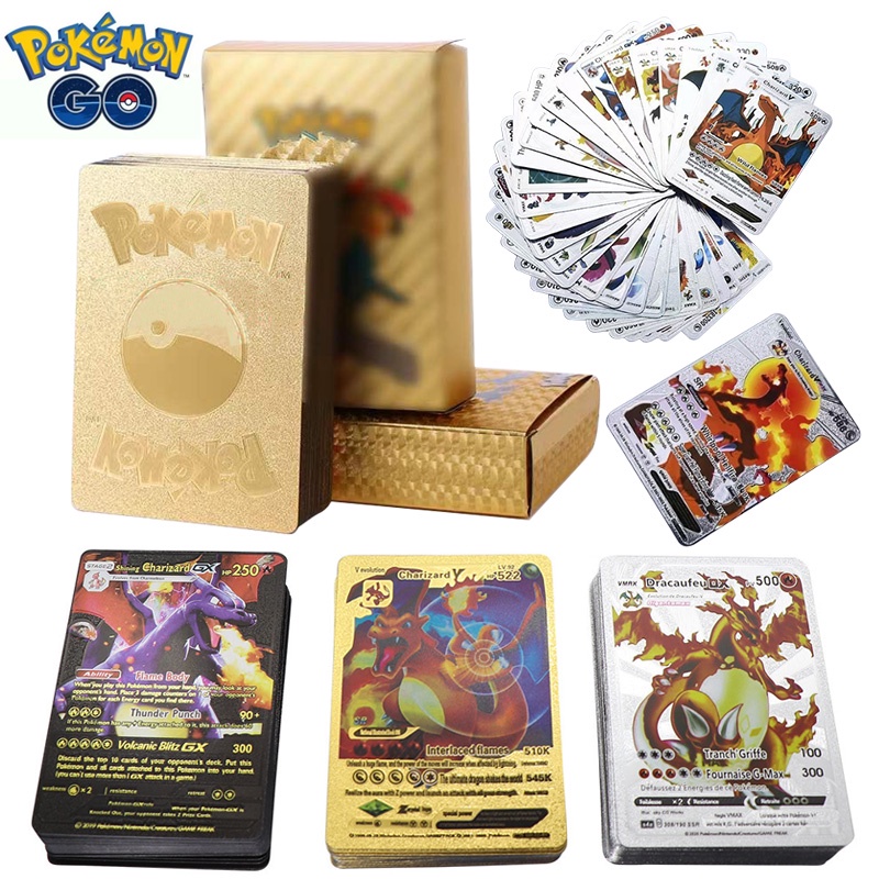 10-55 Pçs/Conjunto Cartão De Energia De Metal Ouro Vmax GX Charizard  Pikachu Pokemon Coleção Rara Batalha De Treinamento De Brinquedos Para  Crianças Presente - Escorrega o Preço